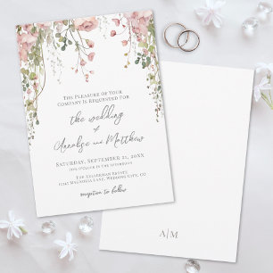 Botanisch Elegante Waterverf Wilde Bloemen Bruilof Kaart