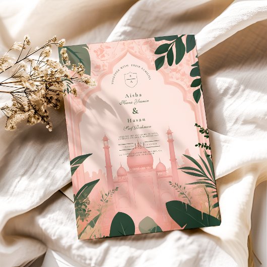 Botanisch Elidante Bloemige Islamitische Bruiloft Kaart