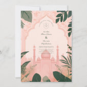 Botanisch Elidante Bloemige Islamitische Bruiloft Kaart (Voorkant)