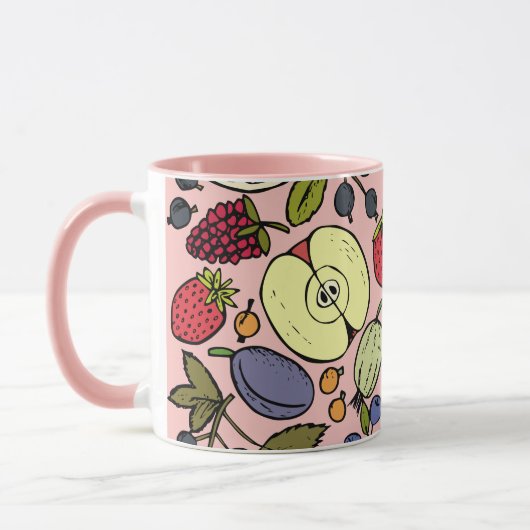  botanisch en fruitig l Roze patroon Mok (Links)