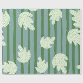  botanisch en strepenpatroon Blauw Groen Cadeaupapier (Vlak)