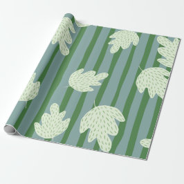  botanisch en strepenpatroon Blauw Groen Cadeaupapier