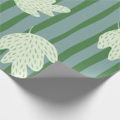  botanisch en strepenpatroon Blauw Groen Cadeaupapier (Hoek)