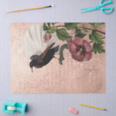 botanisch en vogel op roze ontkleurd papier (Craft)