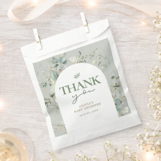 Botanisch eucalyptus Baby shower Bedankzakje (Geknipt)