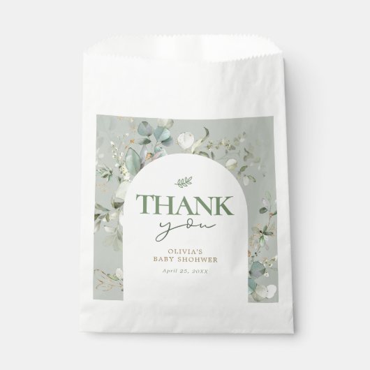 Botanisch eucalyptus Baby shower Bedankzakje (Voorkant)