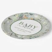 Botanisch eucalyptus Baby shower Papieren Bordje (Gekanteld)
