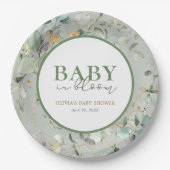 Botanisch eucalyptus Baby shower Papieren Bordje (Voorkant)