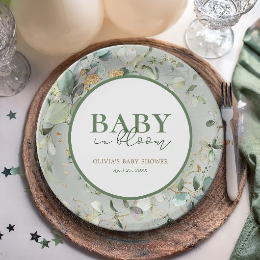 Botanisch eucalyptus Baby shower Papieren Bordje