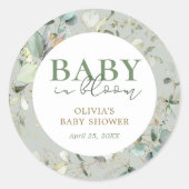 Botanisch eucalyptus Baby shower Ronde Sticker (Voorkant)