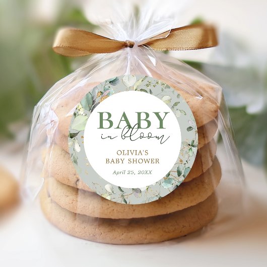 Botanisch eucalyptus Baby shower Ronde Sticker