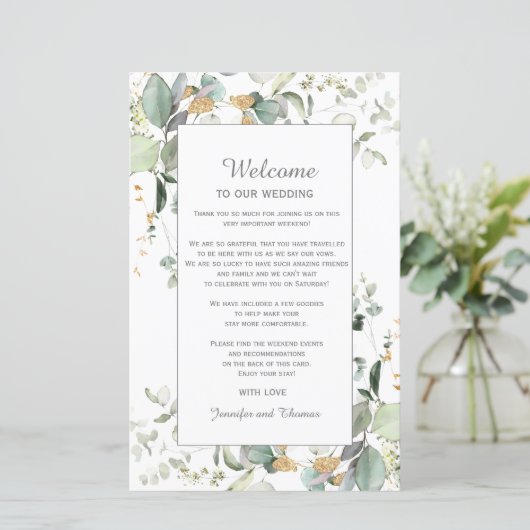 Botanisch Eucalyptus Greenery Weclome-programma (Staand voorkant)