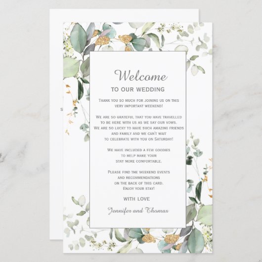 Botanisch Eucalyptus Greenery Weclome-programma (Voorkant / Achterkant)