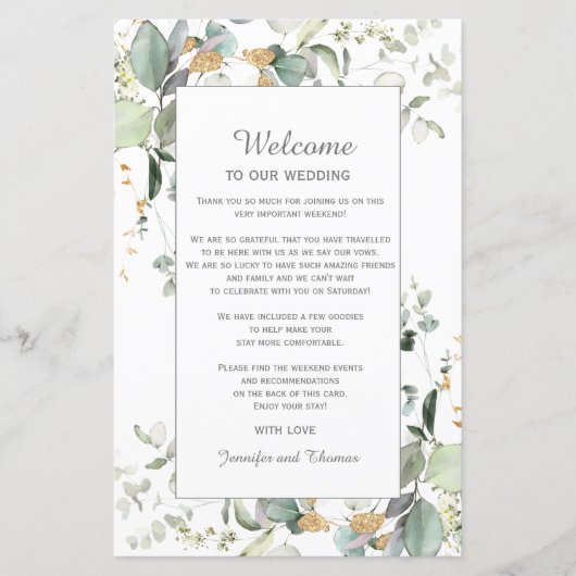 Botanisch Eucalyptus Greenery Weclome-programma (Voorkant)