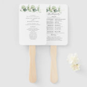 Botanisch Eucalyptus Greenery Wedding Program Handwaaier (Voorkant en achterkant)