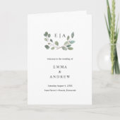 Botanisch Eucalyptus Leaves Wedding Book Program Aankondiging (Voorkant)