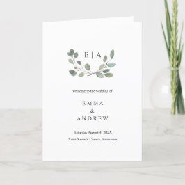 Botanisch Eucalyptus Leaves Wedding Book Program Aankondiging