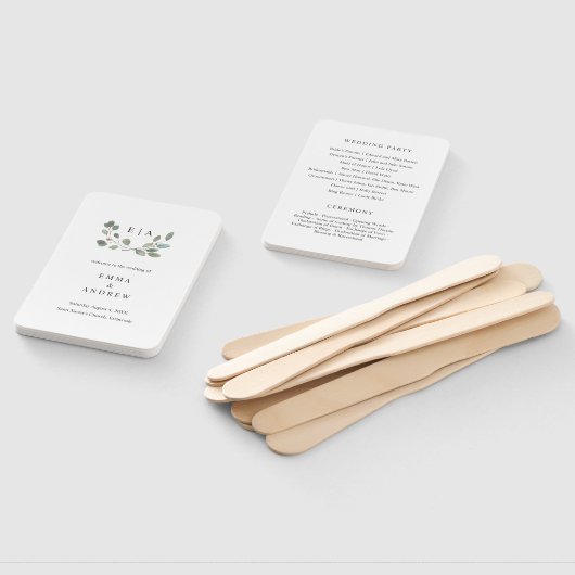 Botanisch Eucalyptus Leaves Wedding Book Program Handwaaier (Niet-gemonteerd)