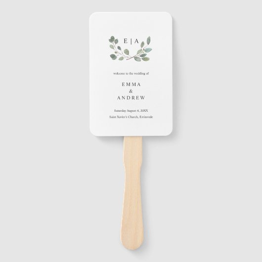 Botanisch Eucalyptus Leaves Wedding Book Program Handwaaier (Voorkant)