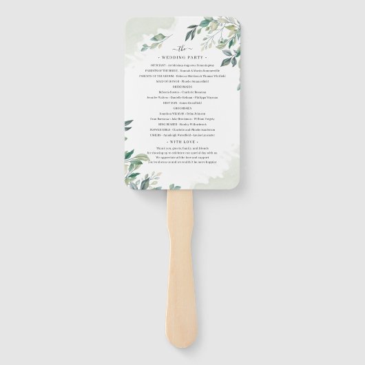 Botanisch Eucalyptus Leaves Wedding Program Handwaaier (Achterkant)