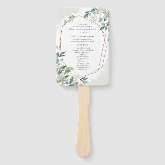 Botanisch Eucalyptus Leaves Wedding Program Handwaaier (Voorkant)