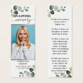 Botanisch Eucalyptus Memorial Funeral Bladwijzer Mini Visitekaartjes (Voorkant /achterkant)