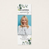 Botanisch Eucalyptus Memorial Funeral Bladwijzer Mini Visitekaartjes (Voorkant)