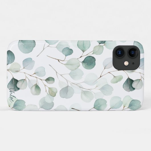 Botanisch Eucalyptuspatroon op maat Case-Mate iPhone Case (Achterkant (horizontaal))
