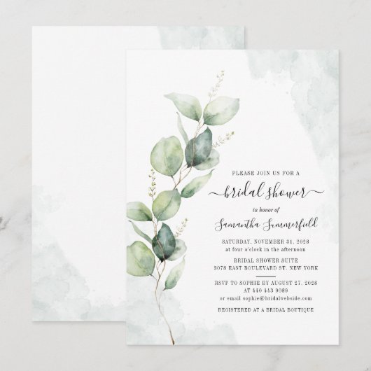 Botanisch Eucalyptusscript Vrijgezellenfeest Kaart (Voorkant / Achterkant)