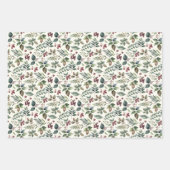 Botanisch Feestelijk Groen en Kerst bessen Inpakpapier Vel (Voorkant)