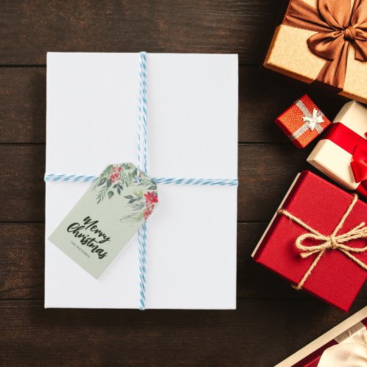 Botanisch Foliage-thema Kerstmis Diner Party Cadeaulabel