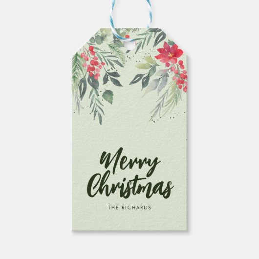 Botanisch Foliage-thema Kerstmis Diner Party Cadeaulabel (Voorkant)