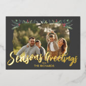 Botanisch Foliage-thema Kerstmis Diner Party Folie Uitnodiging (Voorkant)