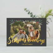 Botanisch Foliage-thema Kerstmis Diner Party Folie Uitnodiging (Staand Voorkant)