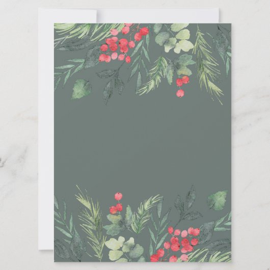 Botanisch Foliage-thema Kerstmis Diner Party Kaart (Achterkant)