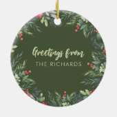 Botanisch Foliage-thema Kerstmis Diner Party Keramisch Ornament (Achterkant)