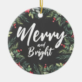 Botanisch Foliage-thema Kerstmis Diner Party Keramisch Ornament (Voorkant)