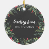Botanisch Foliage-thema Kerstmis Diner Party Keramisch Ornament (Achterkant)
