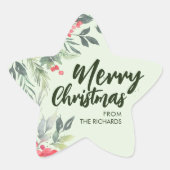 Botanisch Foliage-thema Kerstmis Diner Party Ster Sticker (Voorkant)