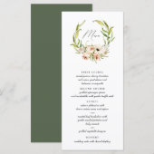 Botanisch Forest Floral Wreator Calligraphy Menu (Voorkant / Achterkant)