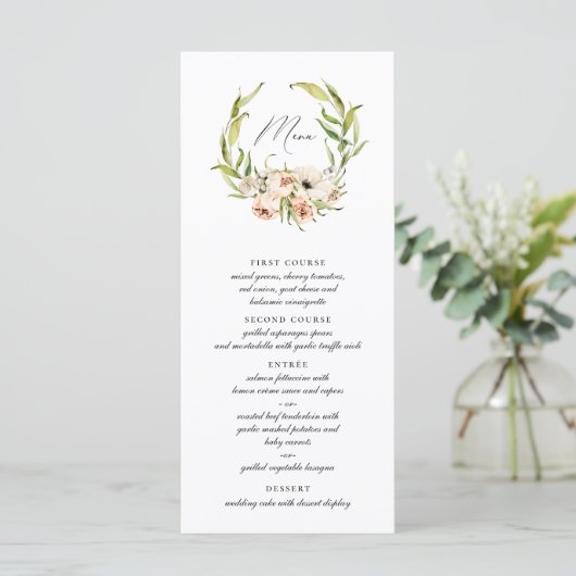Botanisch Forest Floral Wreator Calligraphy Menu (Staand voorkant)