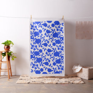 botanisch Frans Blauw Floral Toile Cotton Stof