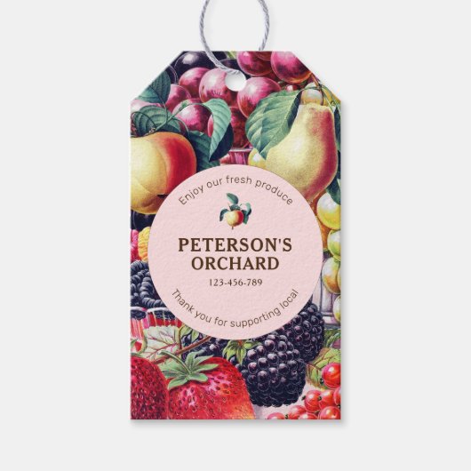 Botanisch Fruit Lokaal Boerenlabel Cadeaulabel (Voorkant)