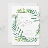 Botanisch gebladerte 21e verjaardag uitnodiging (Voorkant)