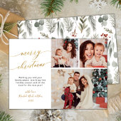 Botanisch gebladerte Elegant 3 Multi Photo Christm Feestdagenkaart
