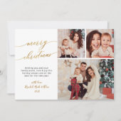 Botanisch gebladerte Elegant 3 Multi Photo Christm Feestdagenkaart (Voorkant)