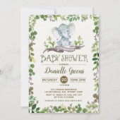 Botanisch gebladerte groen Baby shower Uitnodigen Kaart (Voorkant)
