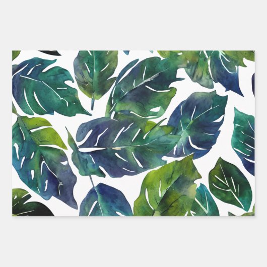 Botanisch gebladerte groen blad inpakpapier vel (Voorkant)