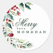 Botanisch gebladerte Kerstvakantie Ronde Sticker (Voorkant)