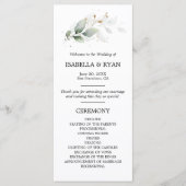 Botanisch gebladerte verlaat groene gouden ceremon programmakaart (Voorkant)